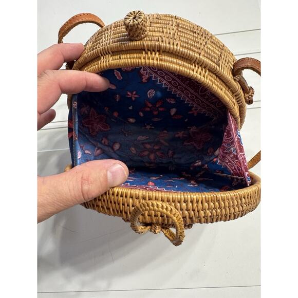 Round Rattan Straw Bag Wicker Purse Boho Bag for Women Cross Body Cottagecore - Picture 4 of 6